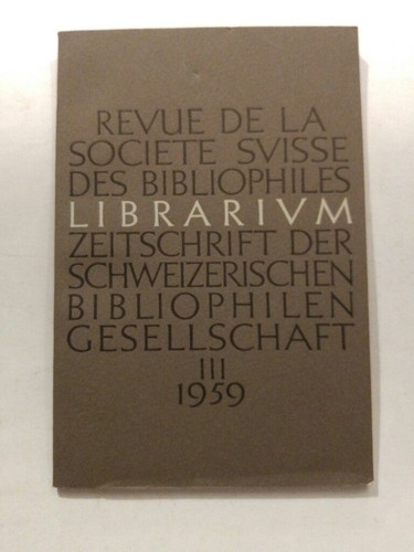 Librarium zeitschrift der - librarium.,